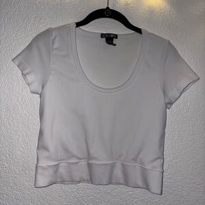 White Scoop Neck Women's Top